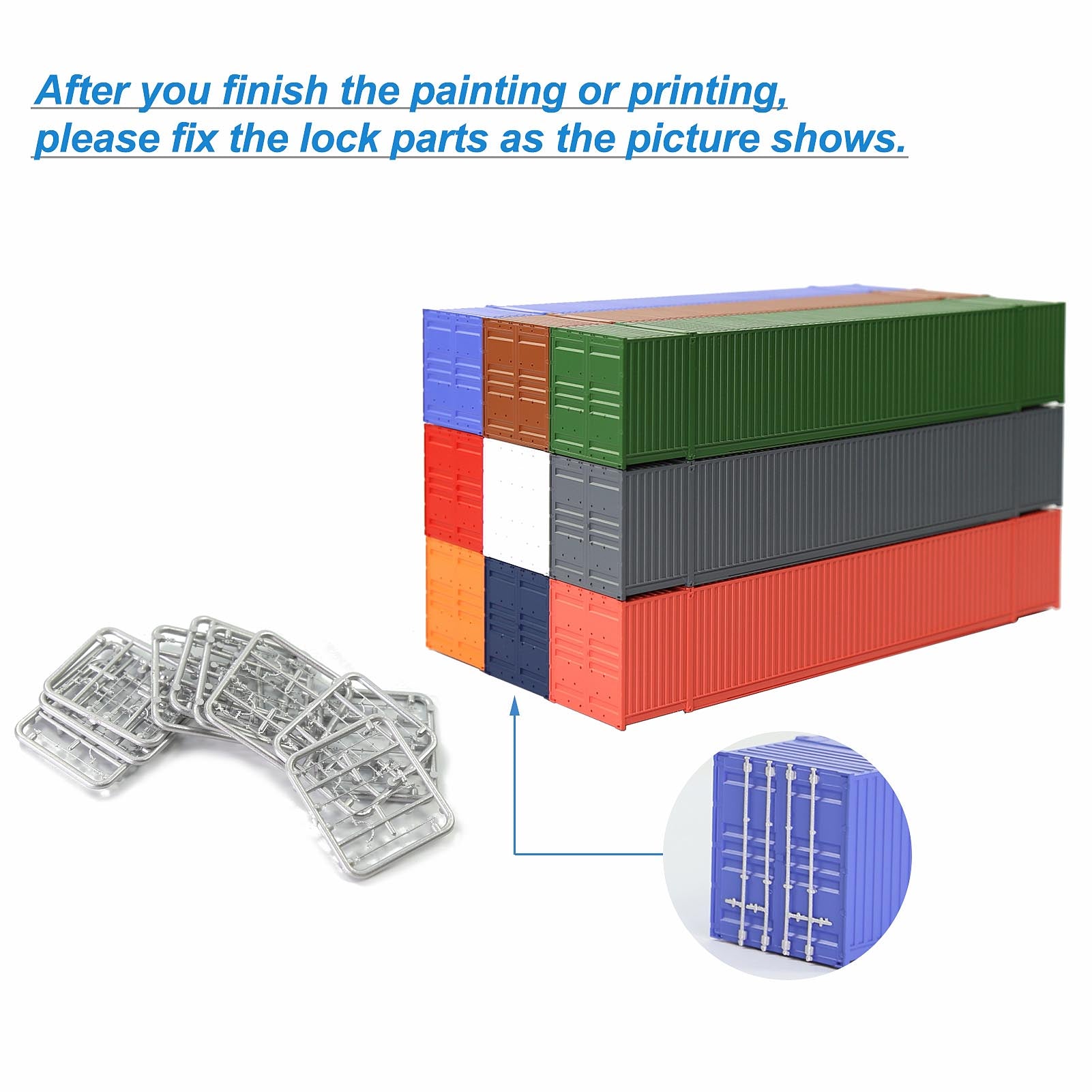 C8753 9pcs HO Scale 1:87 53ft Pure Color Shipping Container