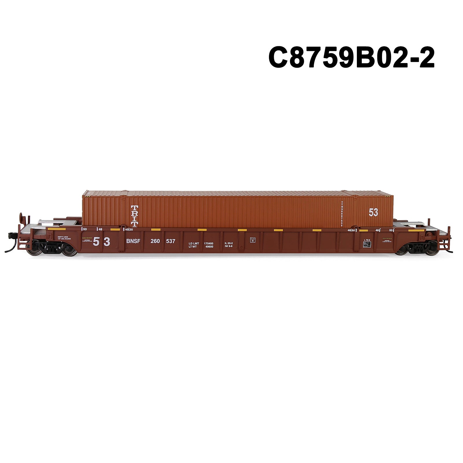 C8759M One Set HO Scale 1:87 53' Well Car Low Side Flat Car with Containers