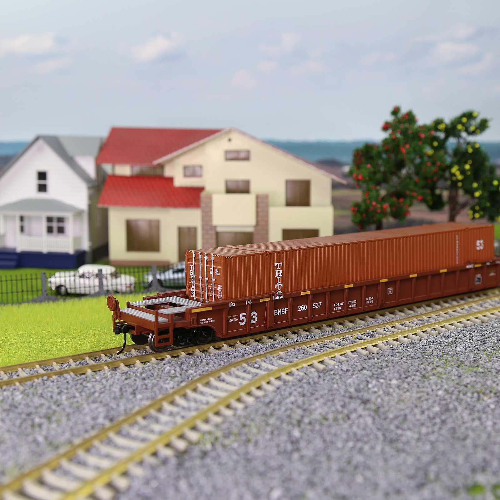 C8759 1pc HO Scale 1:87 53ft Well Car Low Side Wagon