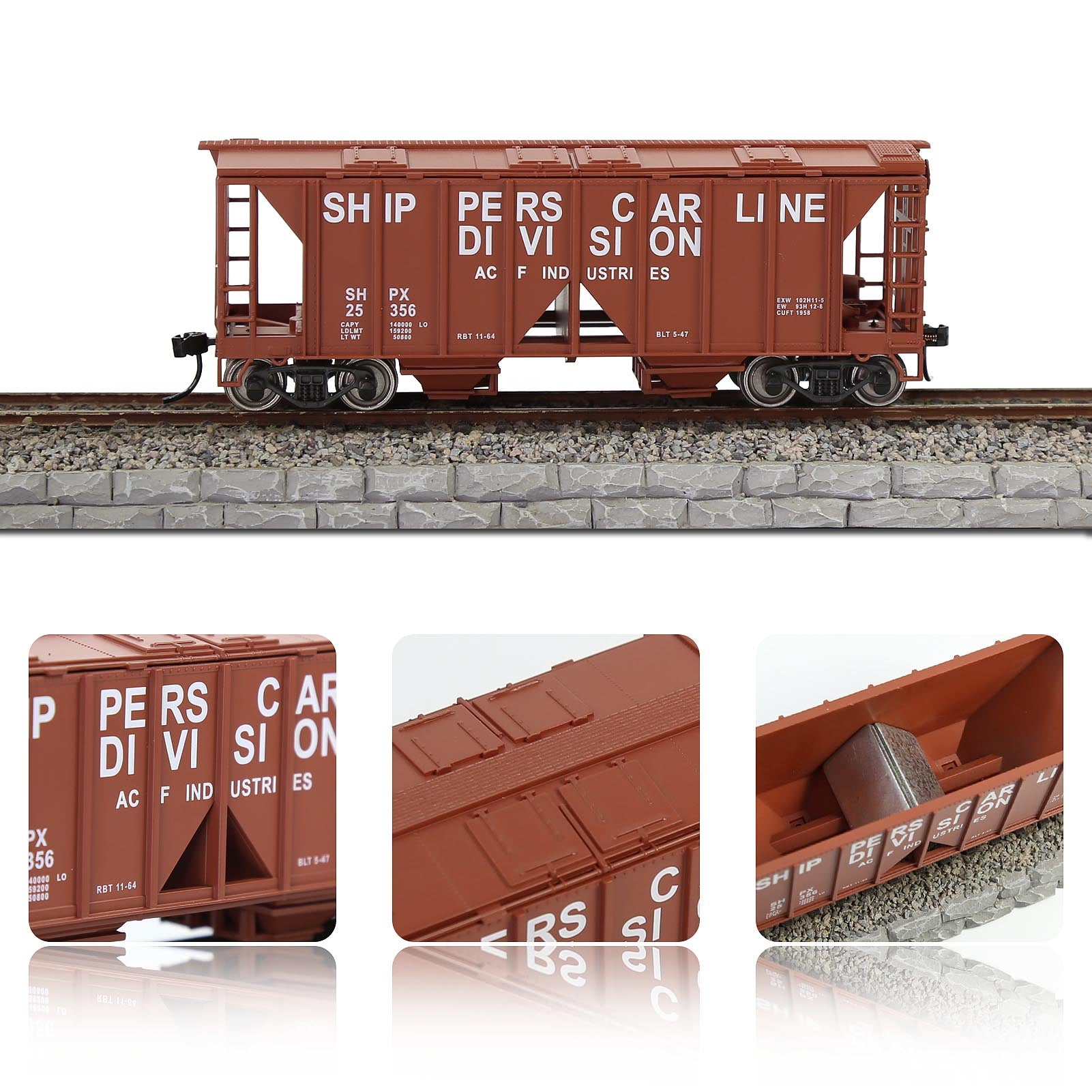 C8760 1pc HO Scale 1:87 Hopper Car Medium Couplers