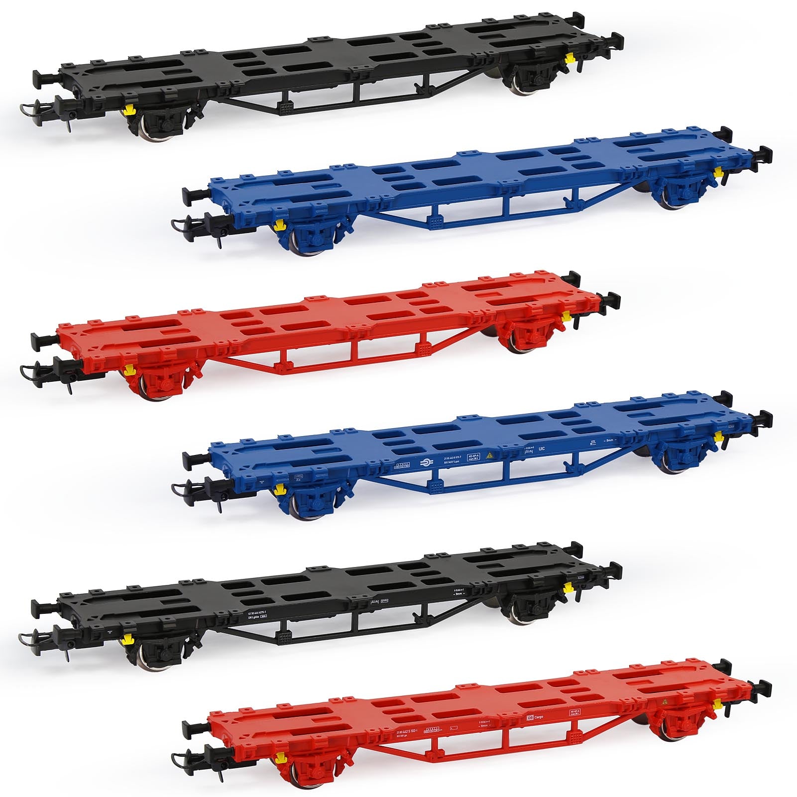 C8761M One set HO Scale 1:87 Model Flat Wagon with Containers