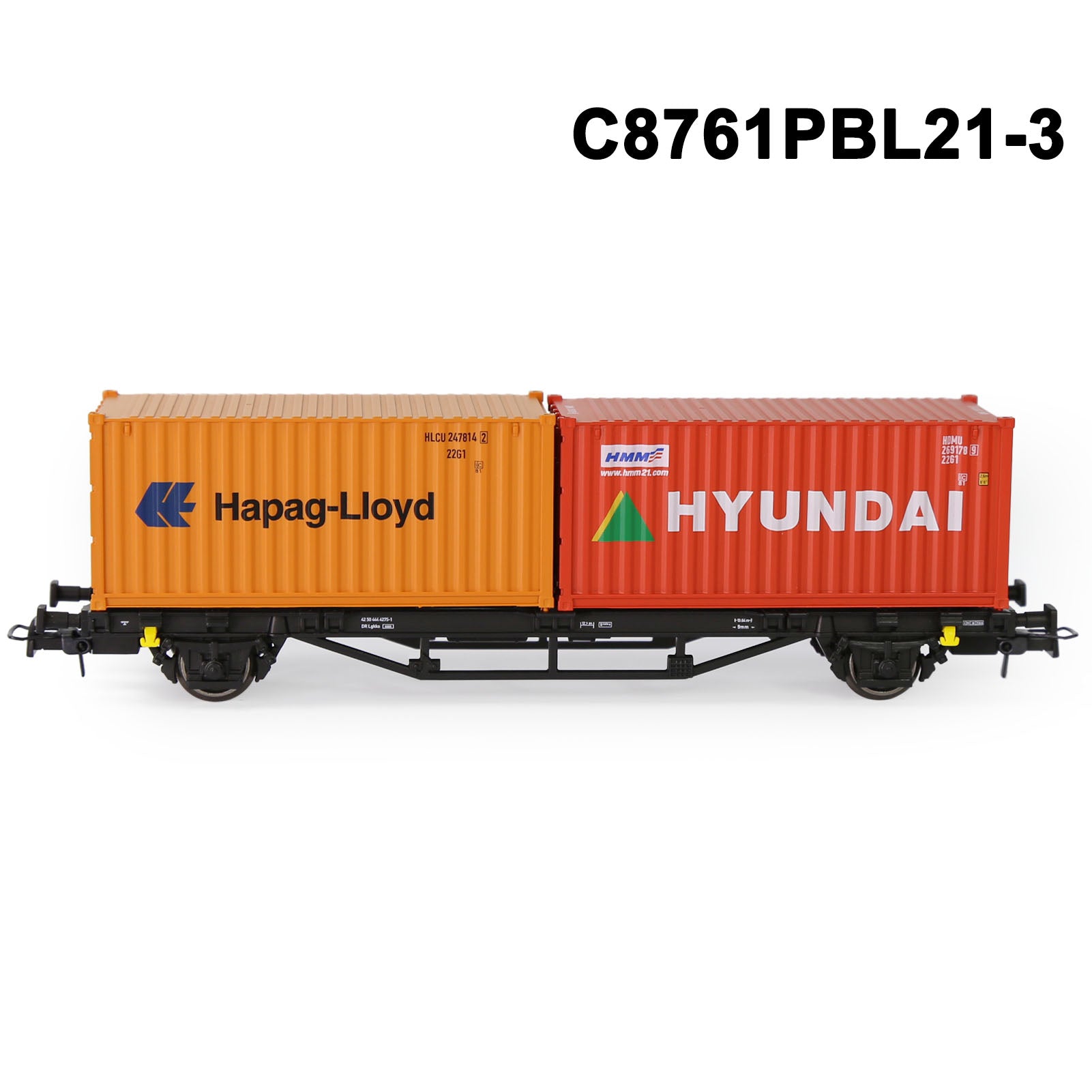 C8761M One set HO Scale 1:87 Model Flat Wagon with Containers