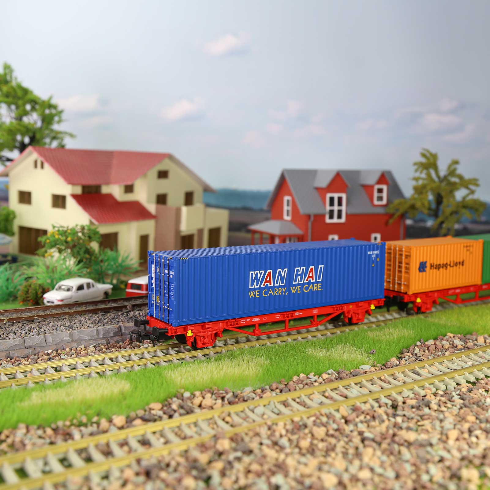 C8761 1pc HO Scale 1:87 Model Train Flat Wagon Mini Carriages