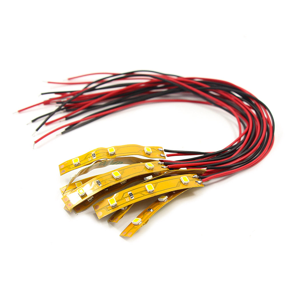 DD03 10pcs Pre-wired 5cm 3-LEDs Strip Light Self-adhesive