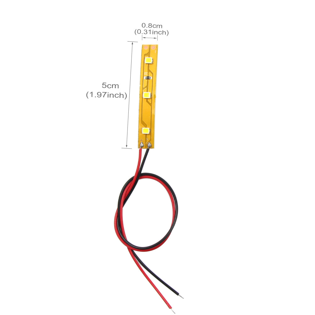 DD03 10pcs Pre-wired 5cm 3-LEDs Strip Light Self-adhesive
