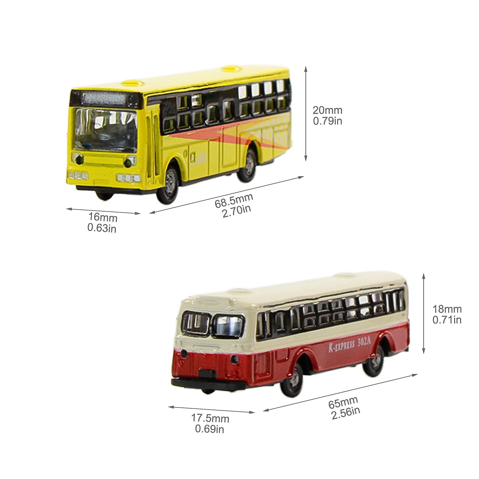 EBS15002 4pcs N scale 1:150 Model Buses Lighted Diecast Alloy