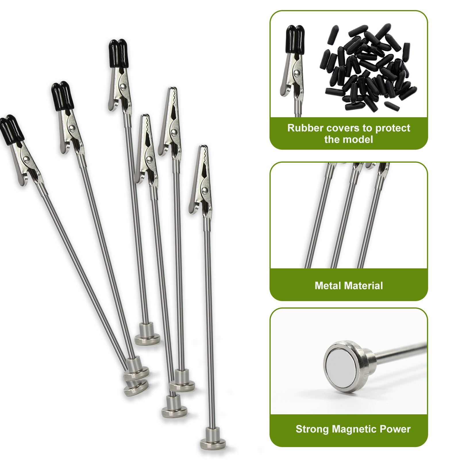 CJJC15 Painting Alligator Clip Stick Set with Magnetic Base Rubber Covers and Stainless Steel Tray