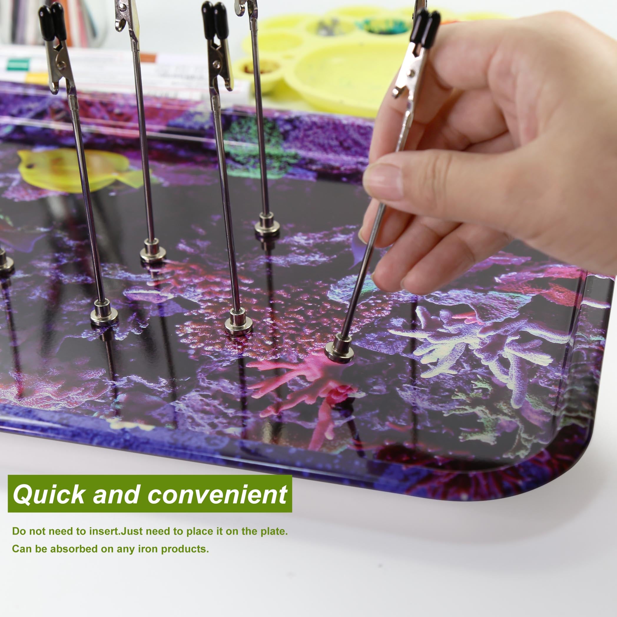 CJJC15 Painting Alligator Clip Stick Set with Magnetic Base Rubber Covers and Stainless Steel Tray