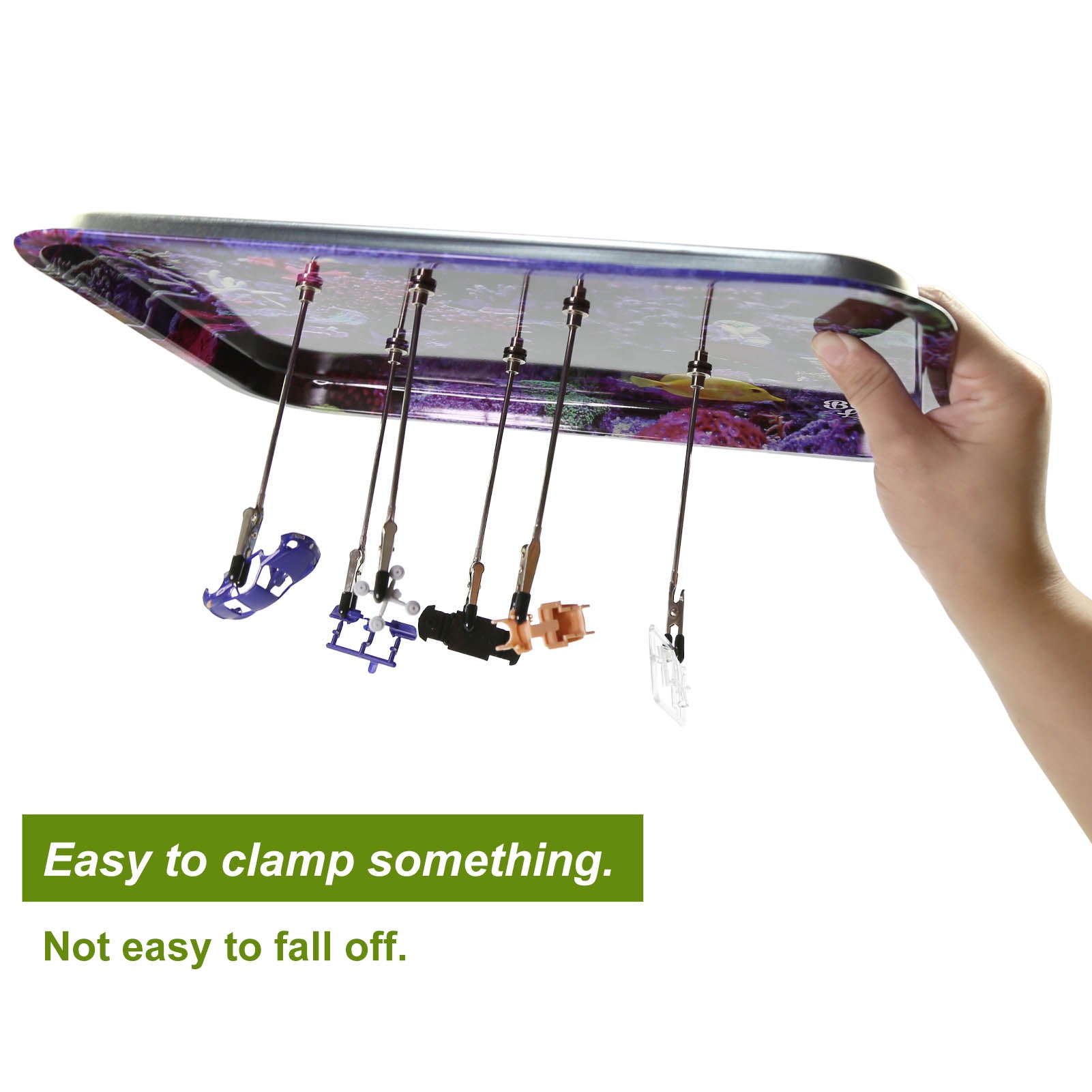 CJJC15 Painting Alligator Clip Stick Set with Magnetic Base Rubber Covers and Stainless Steel Tray