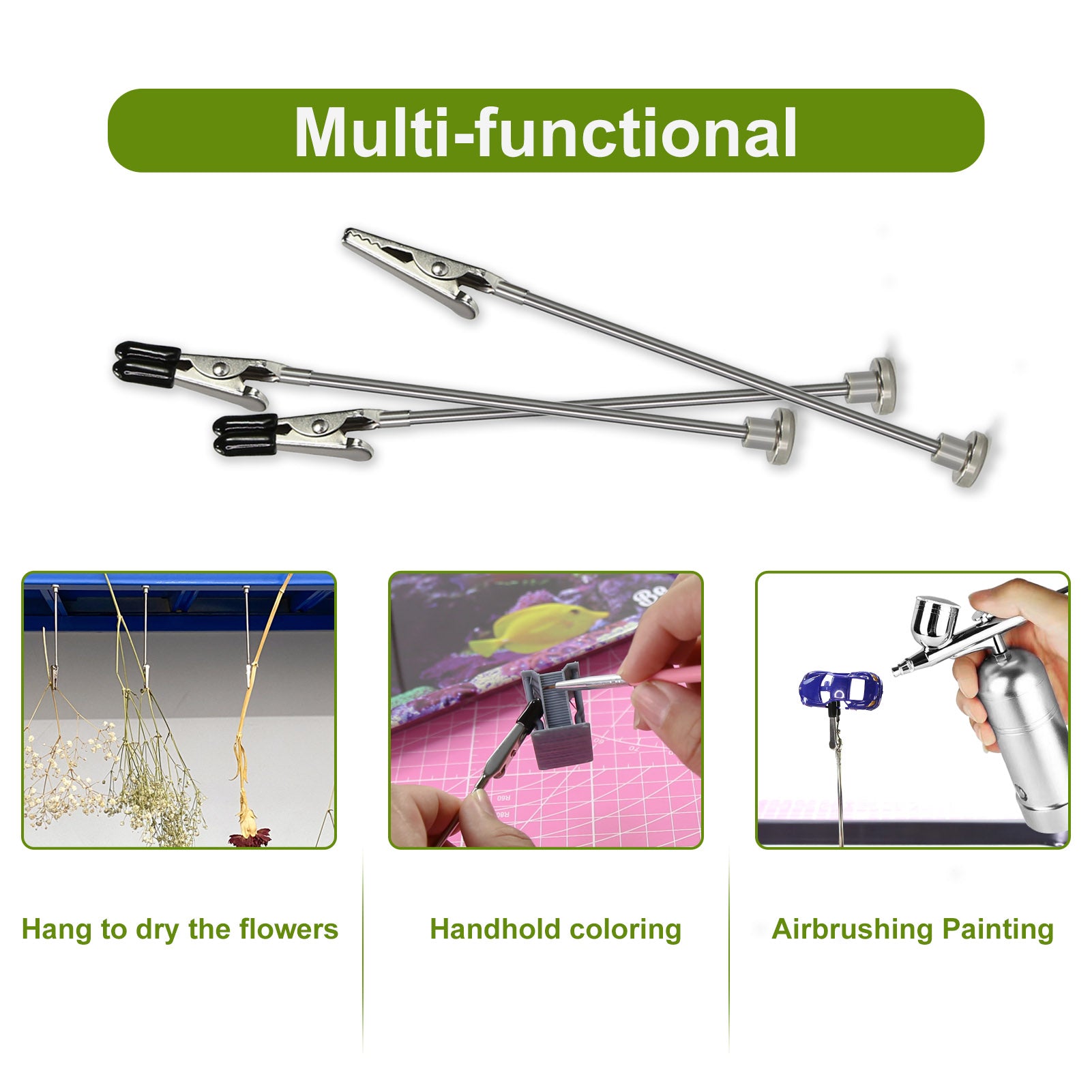 CJJC15 Painting Alligator Clip Stick Set with Magnetic Base Rubber Covers and Stainless Steel Tray