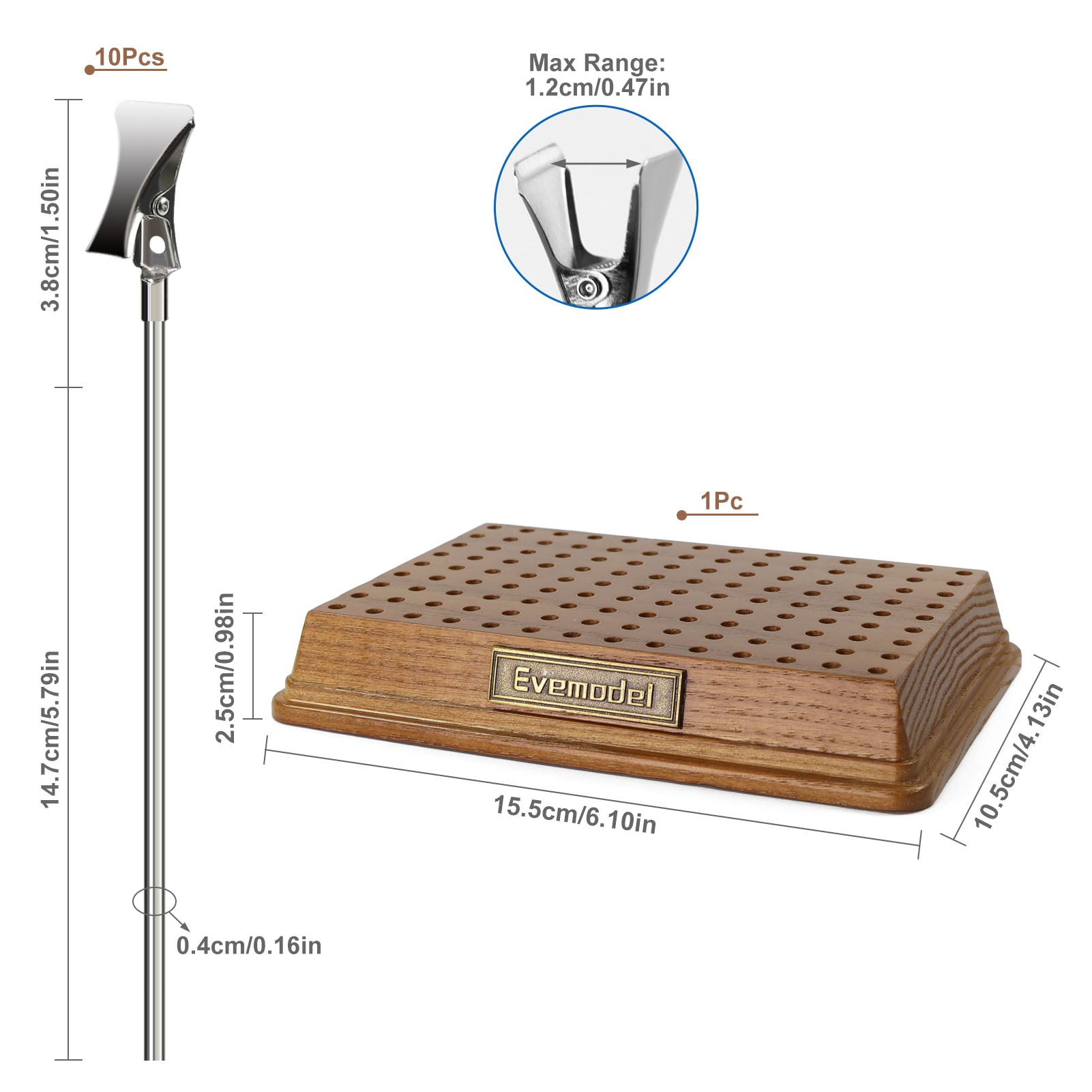 GJJC178 Metal Flat-head Clip with Wooden Base Painting Airbrush Tools Kit