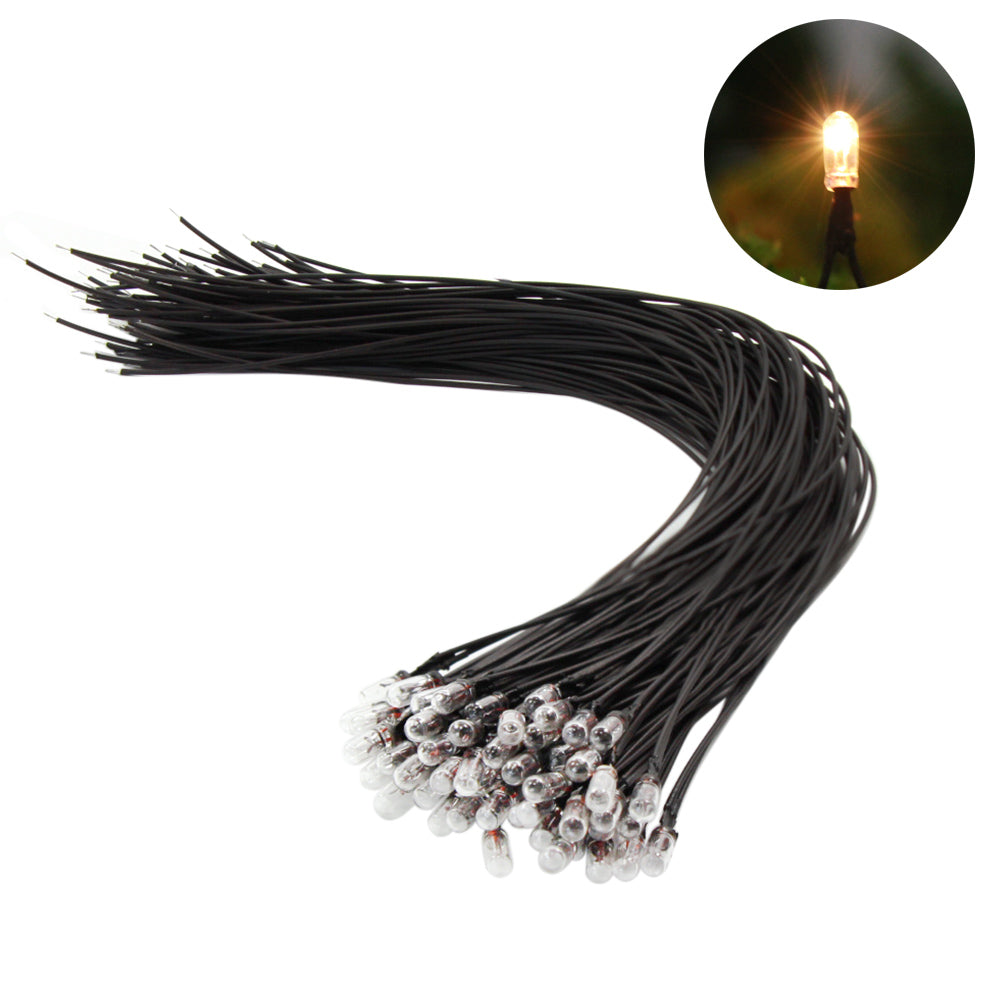 GPW02W 50pcs Pre-Wired Clear Grain of Wheat Bulbs 3mm 1.5V 100mA