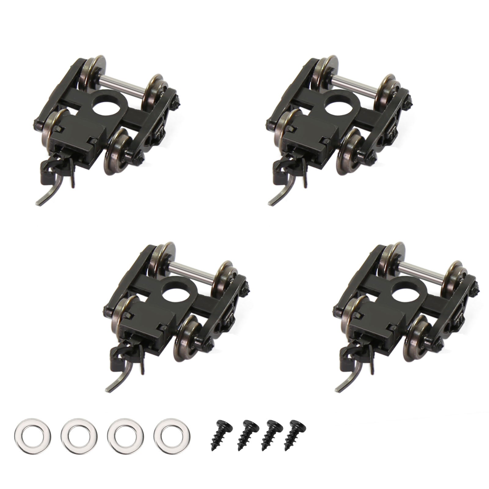 HP03150 4pcs N Scale 1:160 Bogies with 33" Metal DC Wheels Couplers