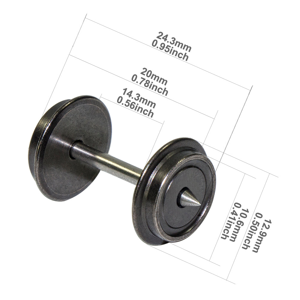 HP0387 12pcs HO Scale 1:87 36'' Metal AC Wheels Conductive