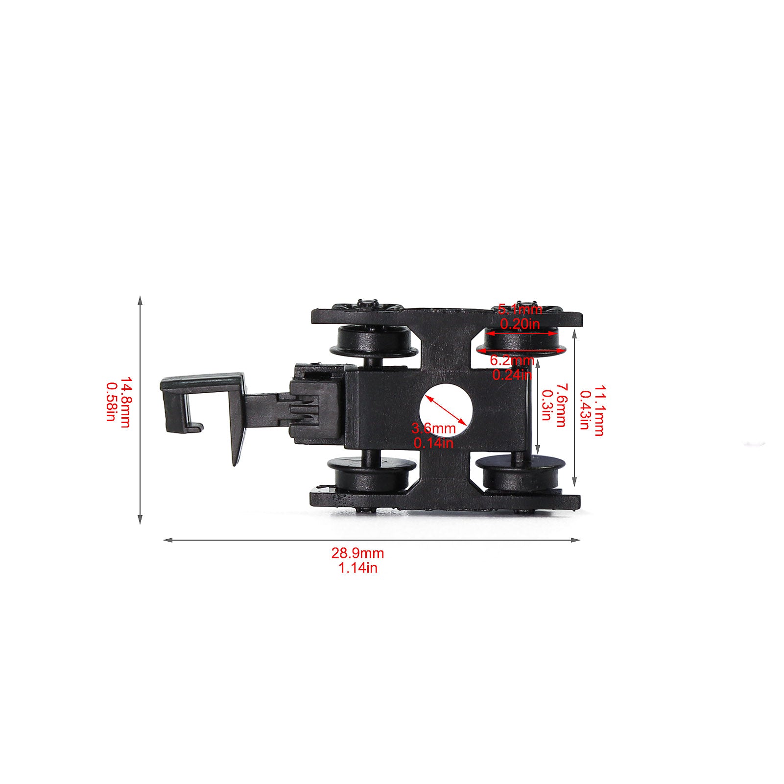 HP23N 12pcs N scale 1:160 POM Bogies with Couplers 36" Plastic Wheels