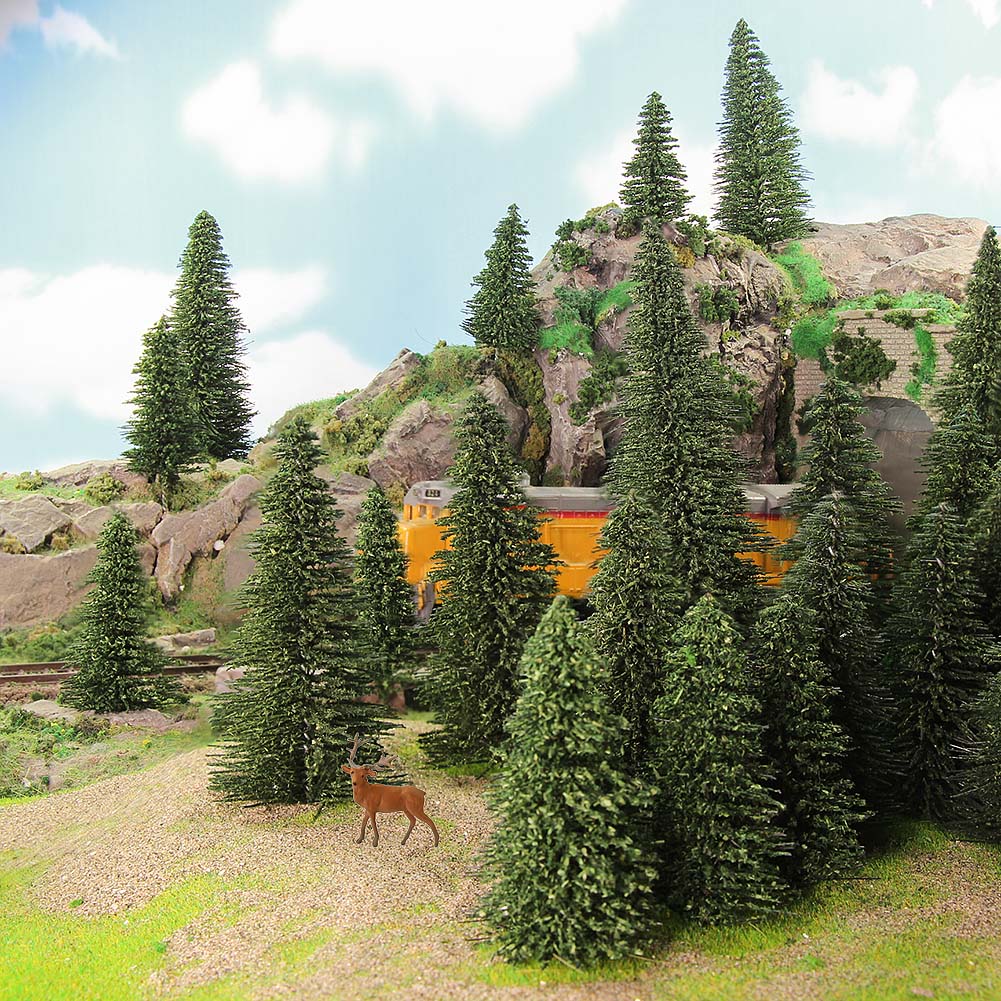 S0804 40pcs HO Scale 1:87 Model Pine Trees with Moose