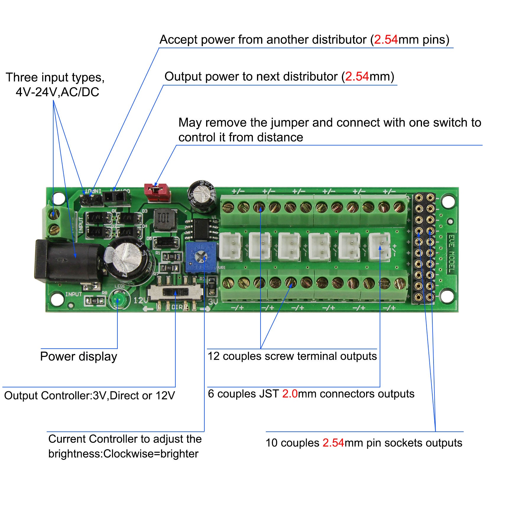 PCB012 Power Distribution Board withAccessory LED Lights