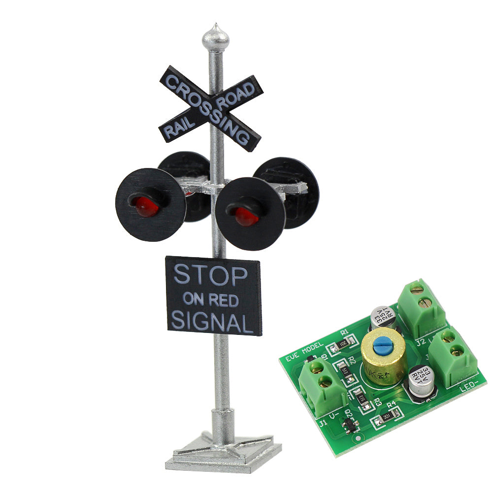 JTD876RP 1 set HO Scale Railroad Crossing Signal + Circuit Board Flasher