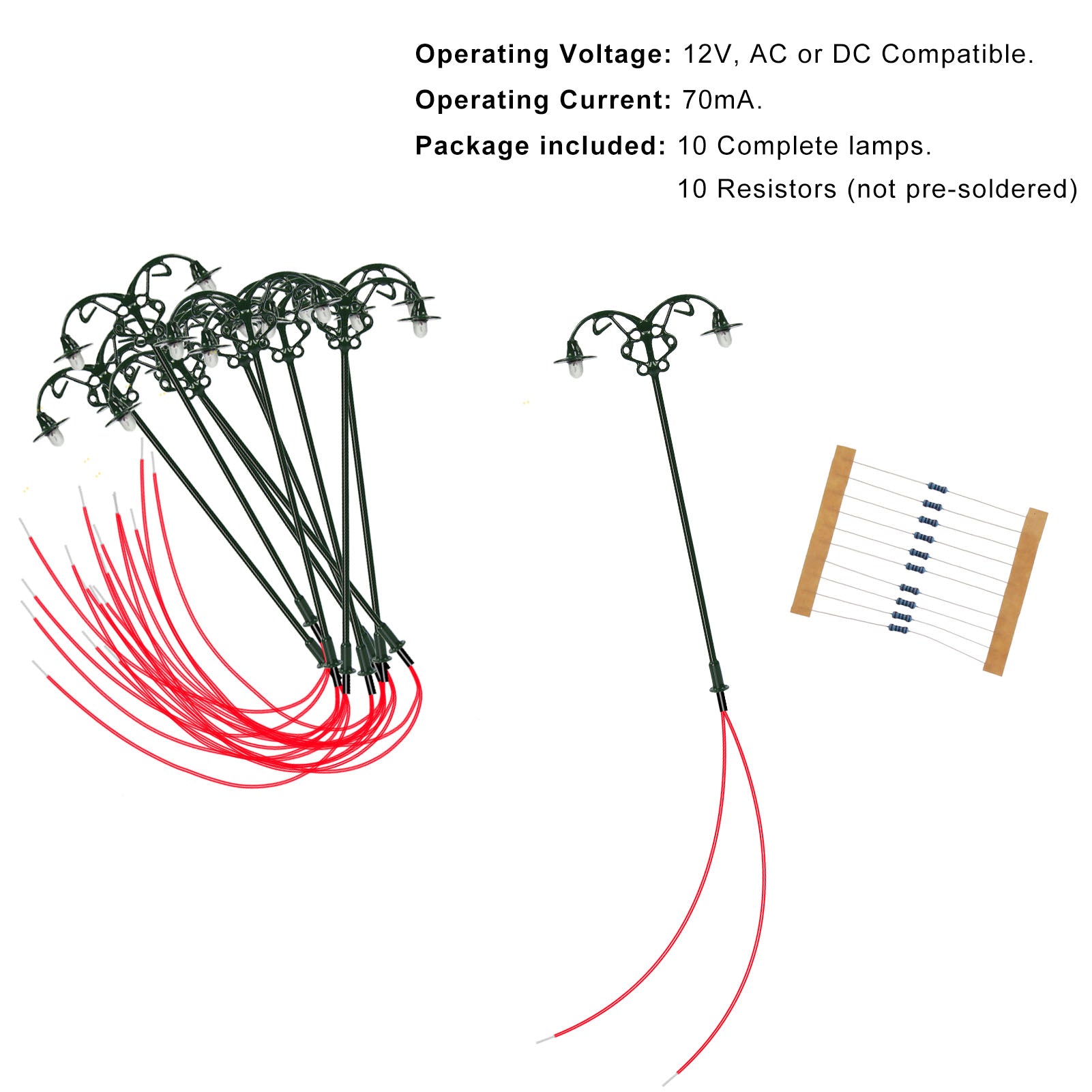 L523 10pcs HO OO Scale Lamps Street Lights 12V