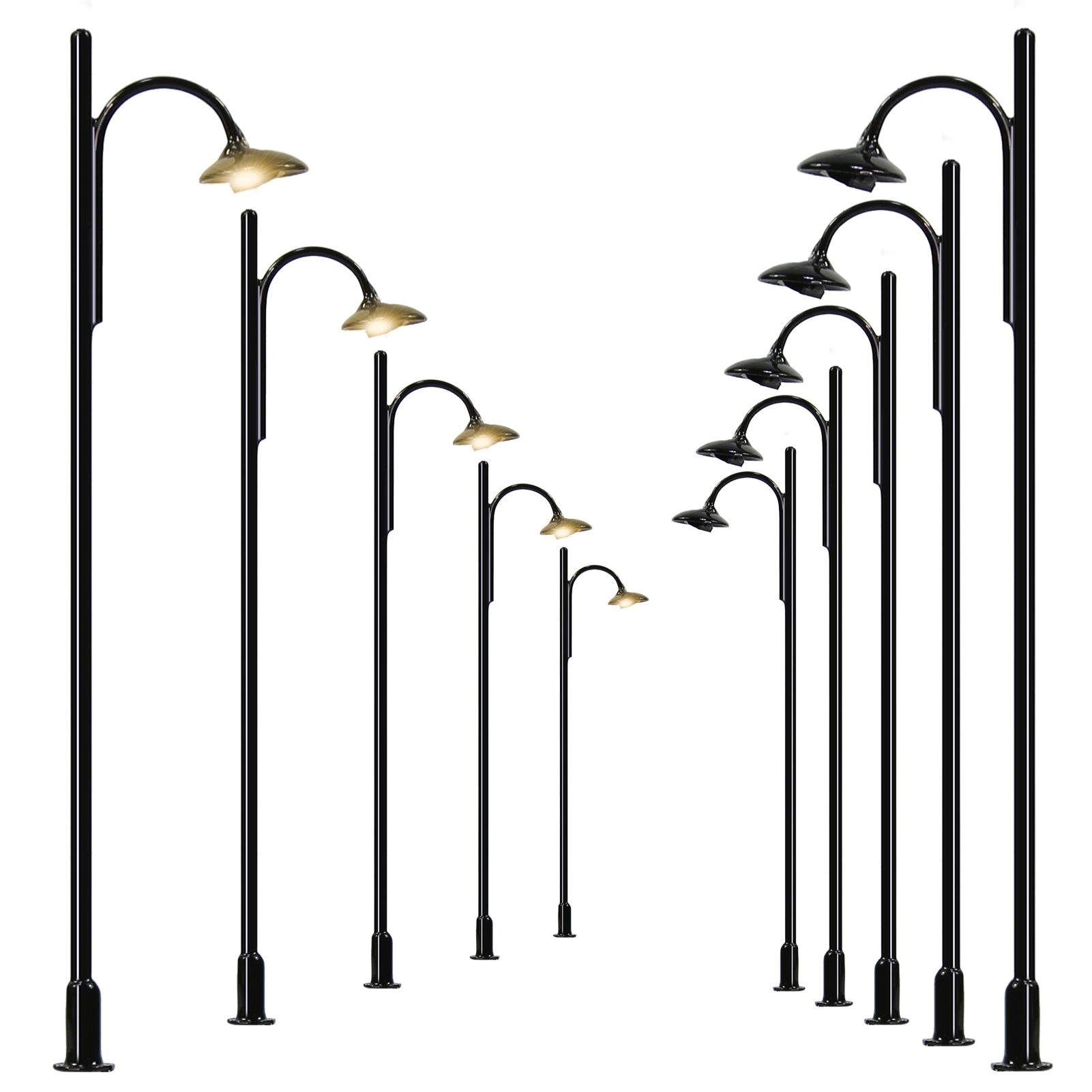L604 10pcs HO OO Scale 1:87 Street Lights 75mm Warm White LED Lamps