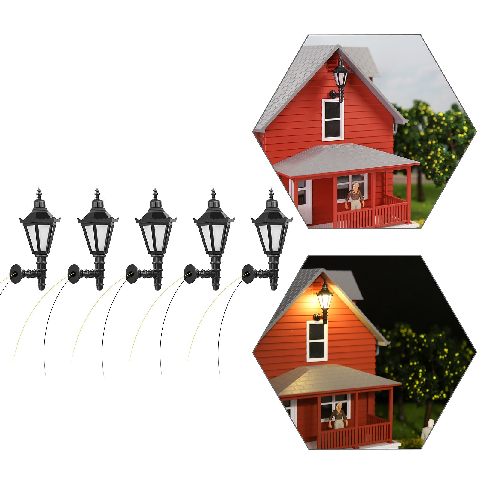 LBD01 5pcs G Scale 1:25 Outdoor Lamp Lattern Wall Light 12V