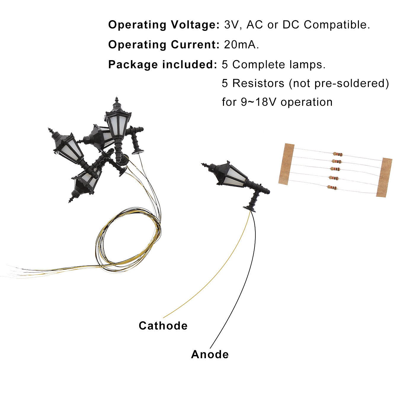 LBD01 5pcs G Scale 1:25 Outdoor Lamp Lattern Wall Light 12V