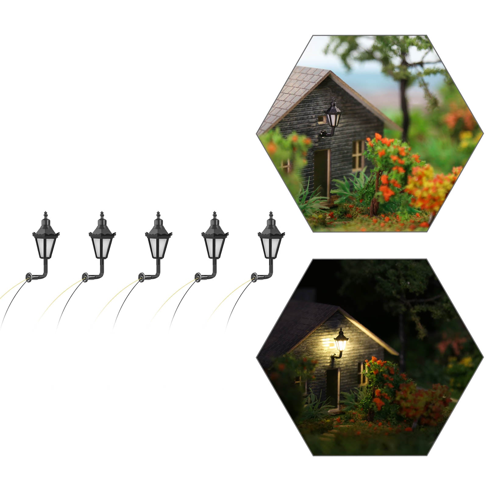 LBD06 5pcs Z/N Scale 1:200 Lamps Outdoor Wall Lgihts 12V