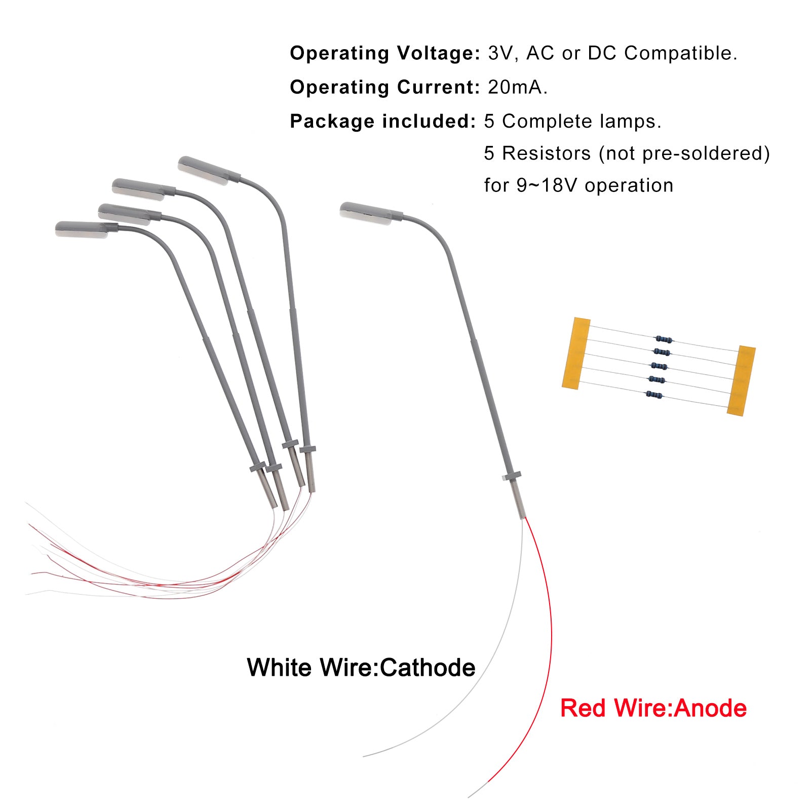 LD03 5pcs Model Metal Lampposts Street Light LEDs
