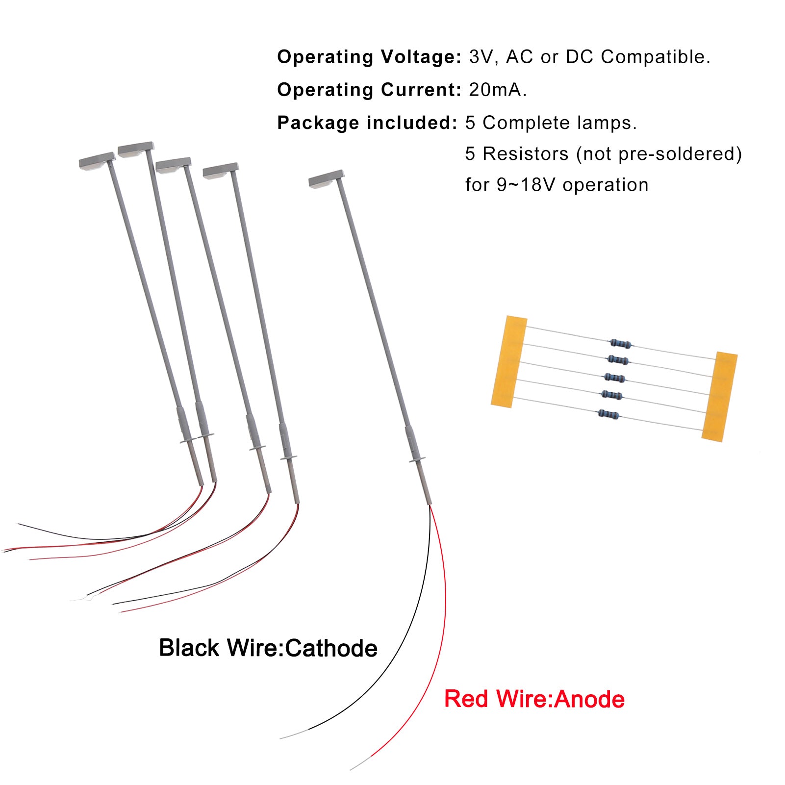 LD09 5pcs Metal Street Light Lamps with Cover LEDs