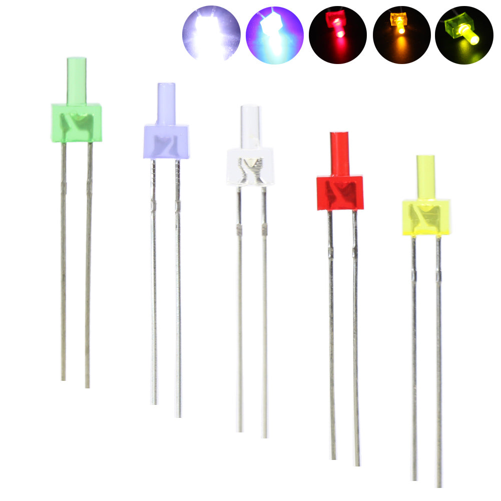 LED2 100pcs 2mm LEDs Red Yellow Blue Green White Light & Free Resistors