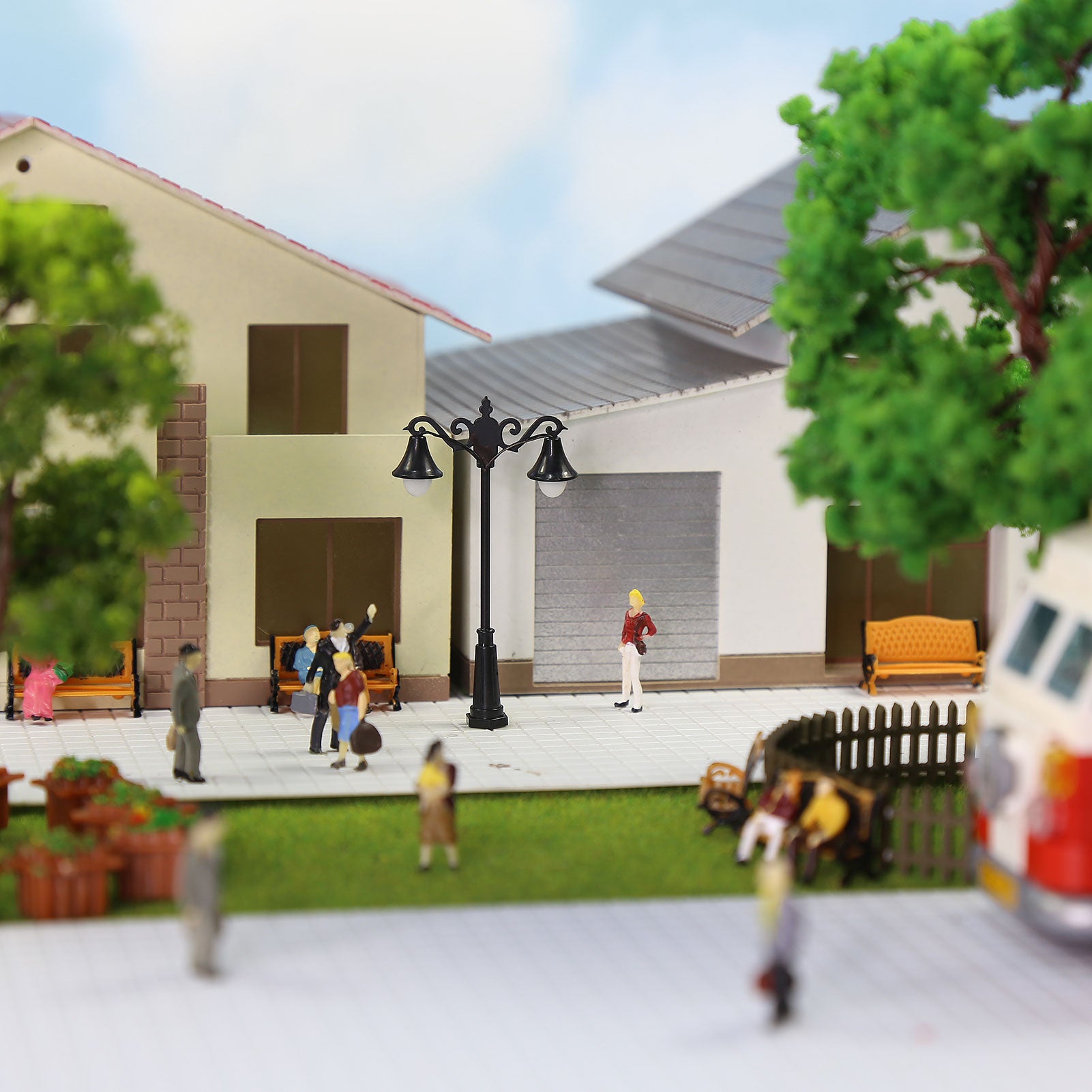 LFT06HOWM 10pcs HO/TT Scale 1:87 Lamp Two-head Street Light