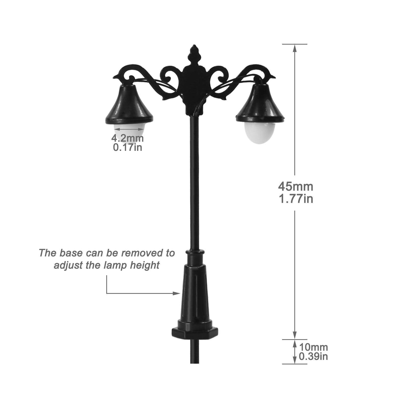 LFT06HOWM 10pcs HO/TT Scale 1:87 Lamp Two-head Street Light