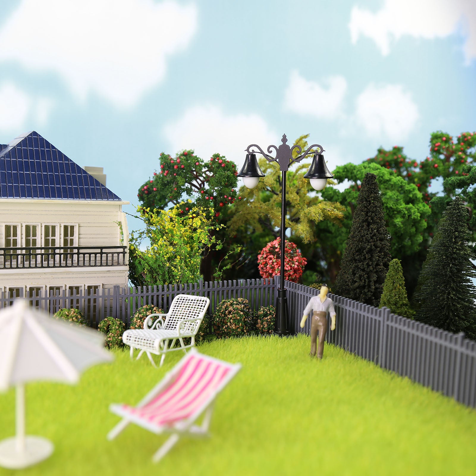 LFT06OWM 10pcs O Scale 1:50 Lamps Two-head Street Light