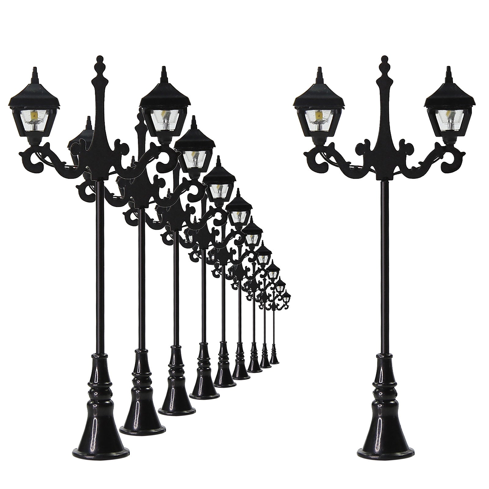 LFT08OOWM 10pcs OO/HO Scale 1:75 Two-head Lamp Street Light LED