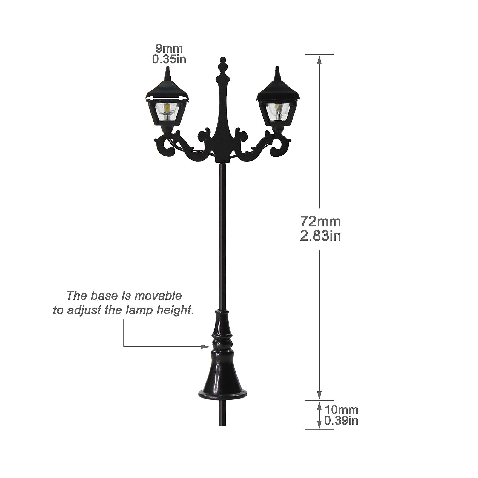 LFT08OOWM 10pcs OO/HO Scale 1:75 Two-head Lamp Street Light LED