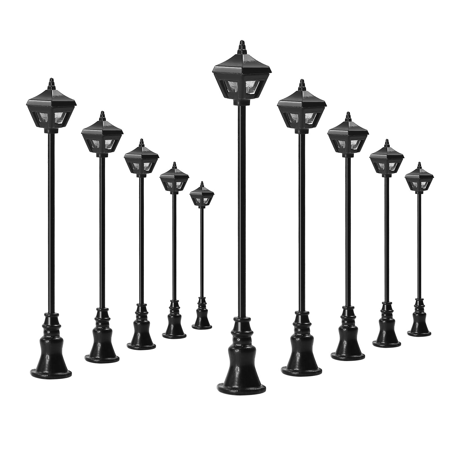 LFT09HOWM 10pcs HO/TT Scale 1:87 Vintage Lamps Street Light LED