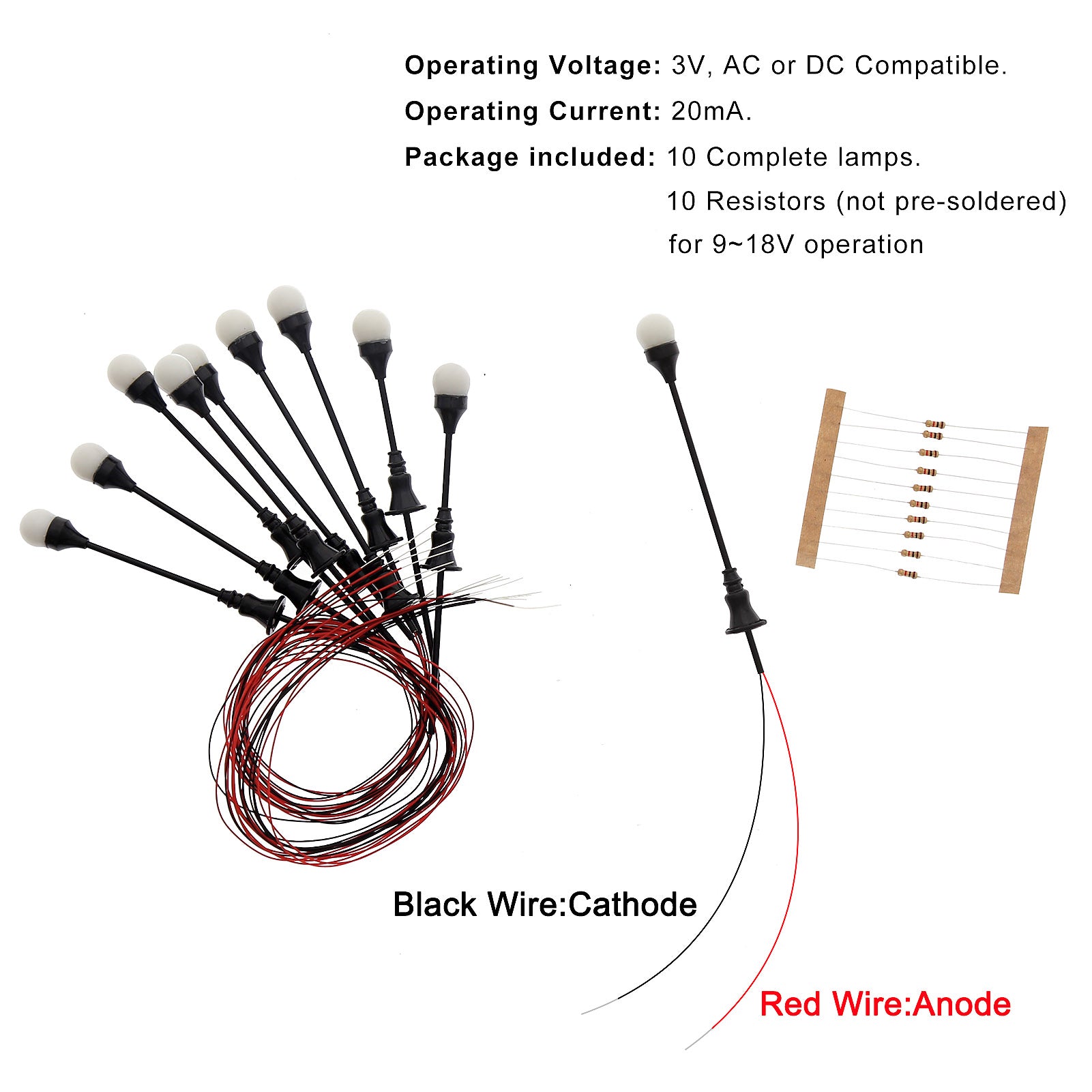 LFT11OOWM 10pcs OO/HO Scale 1:75 Vintage Lamps Street Light LED