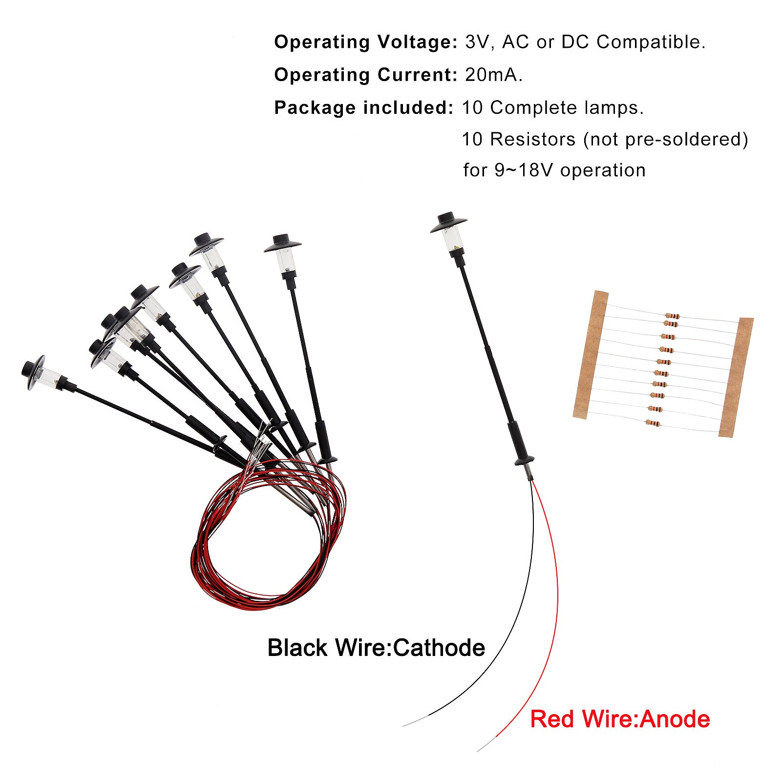 LFT12OOWM 10pcs OO/HO Scale 1:75 Vintage LED Lamps Street Light