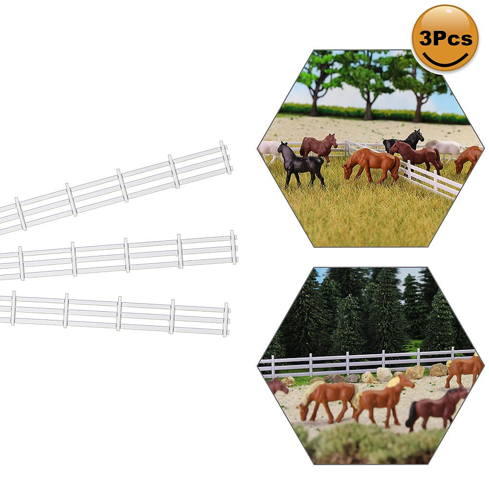 LG0287 3pcs HO OO Scale 1:87 Model Building Fences Wall White