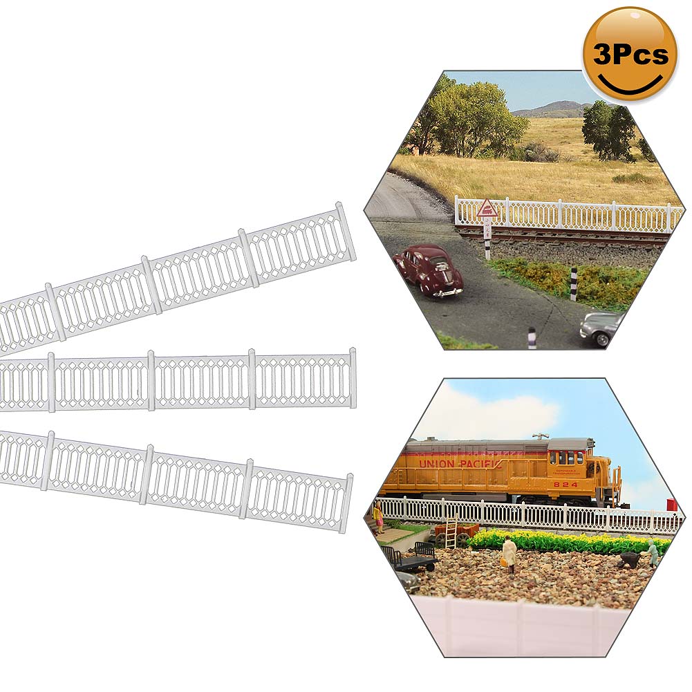 LG0687 3pcs HO/OO Scale 1:87 Building Fences Wall White