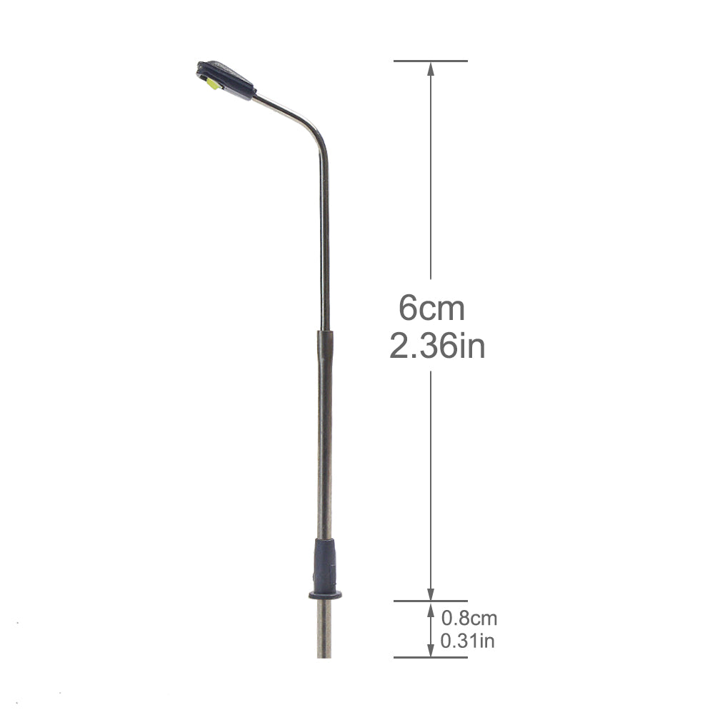 LQS06 10pcs N Scale 1:160 Lamp Post Street Lights LED
