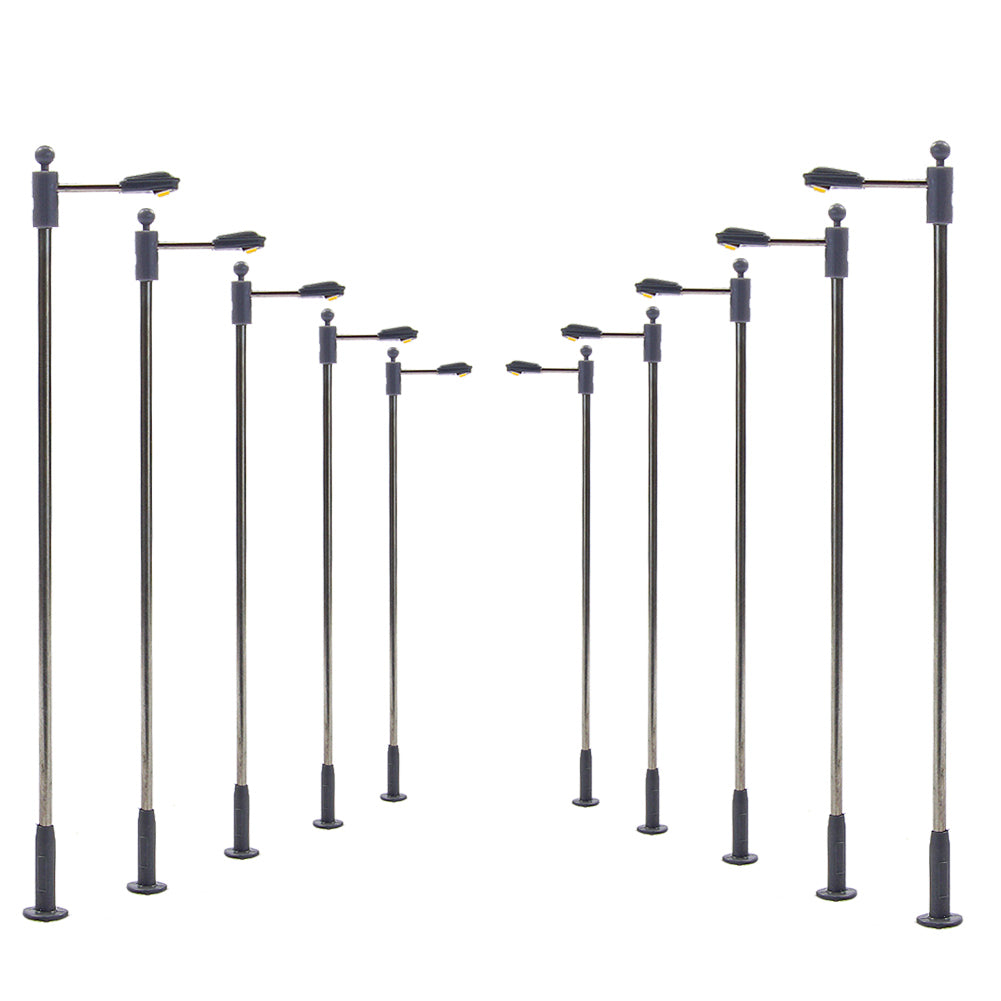 LQS09 10pcs HO TT Scale 1:87 Lamppost Street Lights LEDs 8.2cm