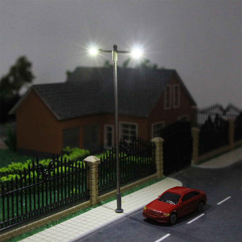 LQS12 10pcs HO/OO Scale Lamp Post Street Lights LED
