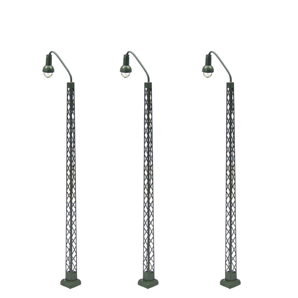 LQS39 3pcs HO/TT Scale 1:100 Lattice Mast Lamp Track Light