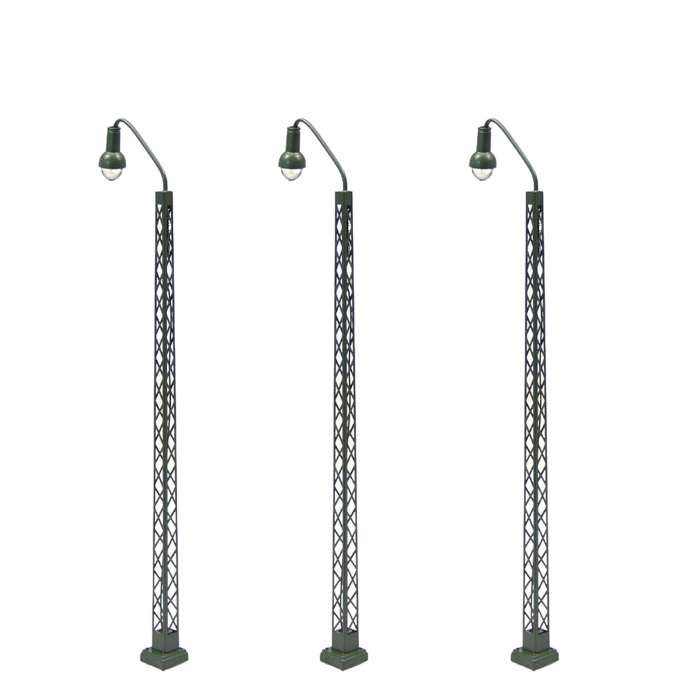 LQS39 3pcs HO/TT Scale 1:100 Lattice Mast Lamp Track Light