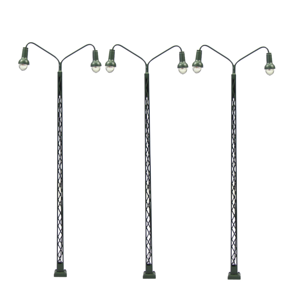 LQS41 3pcs HO/OO Scale 1:87 Two-head Lattice Mast Lamp