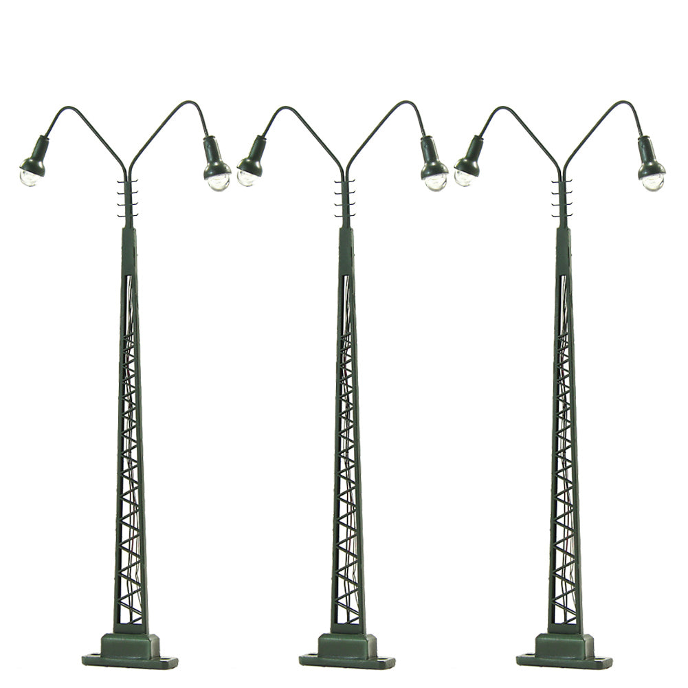 LQS48 3pcs HO/N Scale Lattice Mast Lamp Street Light