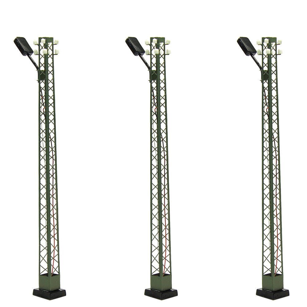 LQS60 3pcs HO N Scale Lattice Mast Lamp Track Light