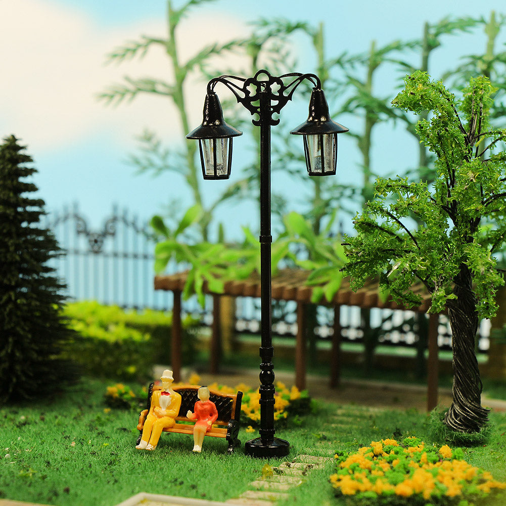 LQS76 5pcs HO N Scale Street Light Two-head LED Lamp