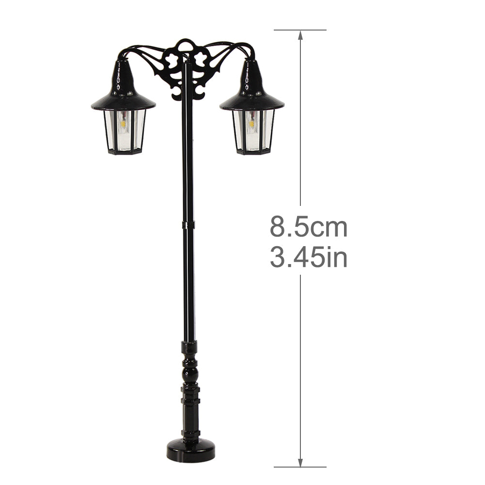 LQS76 5pcs HO N Scale Street Light Two-head LED Lamp